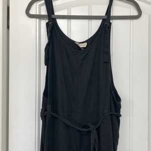 Grey overall jumpsuit with tie waist